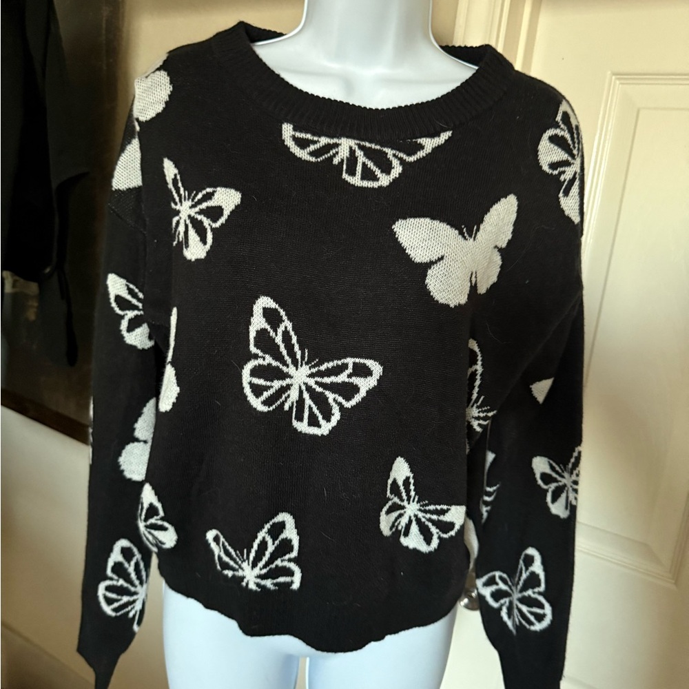 Black and White Butterfly Sweater
